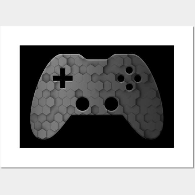 Black Geometric - Gaming Gamer Abstract - Gamepad Controller - Video Game Lover - Graphic Background Wall Art by MaystarUniverse